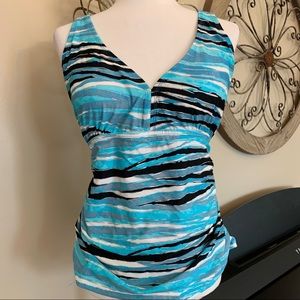 AVENUE Size 16 Tankini Swimsuit Top in Blue & Black
